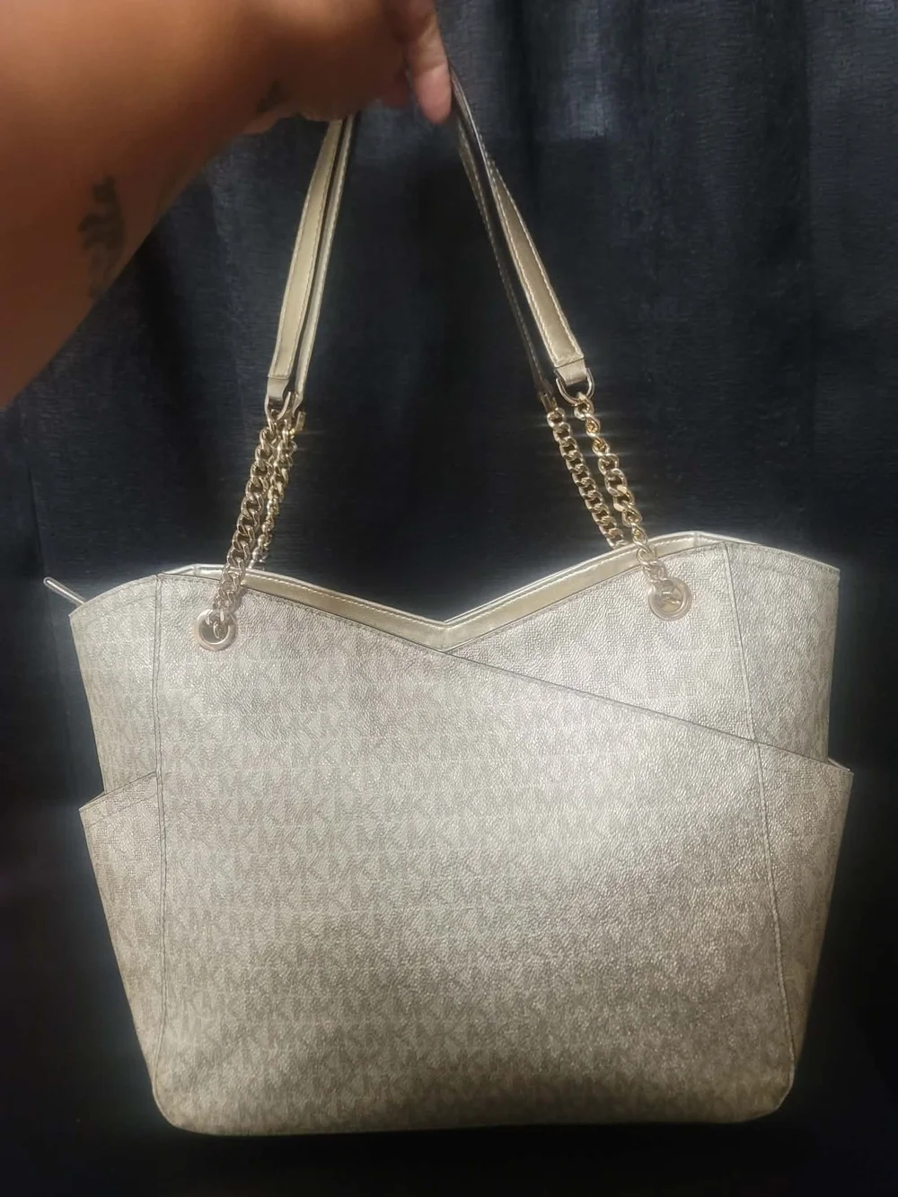 Michael Kors Gold Tote Bag with Chain Handles